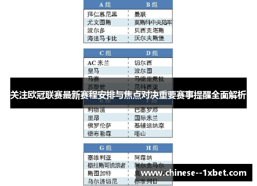 关注欧冠联赛最新赛程安排与焦点对决重要赛事提醒全面解析